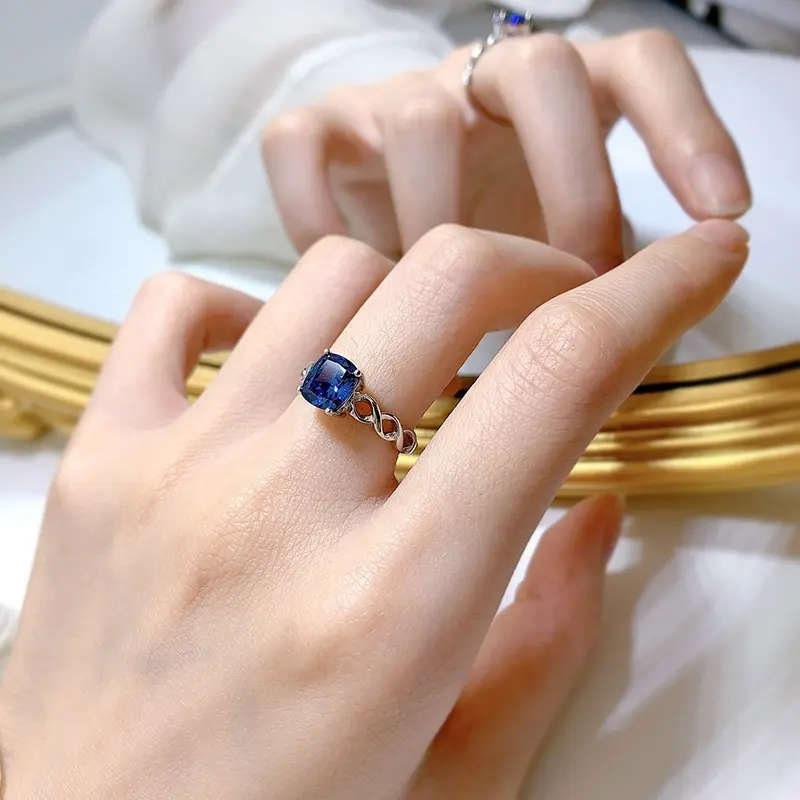 Кольцо из стерлингового серебра синего цвета танзанита для женщин, подарок на помолвку