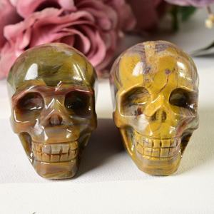 Crânes Fossiles en Bois Petrifié Naturel Poli en Gros, Crânes Sculptés en Cristal Style Bohème, Décoration Maison Noël Halloween - Product Image 3