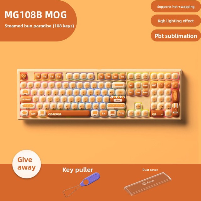 For MG108B Bun Wonderland Three-Mode OEM Mechanical Keyboard New USB Type-C 108 Keys Hot-Swappable RGB Piano Switches Full Size