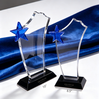 Trophée en cristal personnalisé pour événements sportifs, coupe de champion, plaque de trophée en verre, trophée en cristal pour souvenir encourageant avec étoile bleue