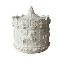 Boîte à bijoux en plâtre en forme de carrousel animalier, boîte à bougie parfumée avec couvercle, diffuseur de pierres, récipient décoratif blanc vierge