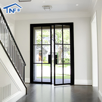 Waterproof Residential Crittall Interior Partition Aluminum Double Tempered Glass French Grilles Casement Doors for House Villa