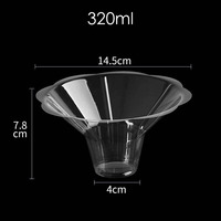 Gobelet jetable en plastique transparent à paroi simple avec couvercle 450 ml pour crème glacée, glace pilée, dessert, sorbet, boisson