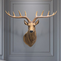Tête de cerf en résine au design détaillé, décoration murale de style nordique, sculpture animale artificielle pour la décoration de fond de bar ou de chambre d'hôtel