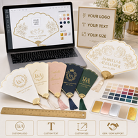 Carte de bienvenue de mariage personnalisée en forme d'éventail avec dorure à chaud, papier absorbant, impression numérique, faible MOQ, carte de bienvenue sur pied