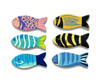 Sous-plat en céramique imprimé en forme de poisson personnalisé, motif floral océanique et mandala, résistant à la chaleur pour cuisine et table