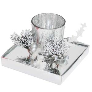 Portacandele in Vetro Argentato con Rilievo e Supporto per Candela a Colonna con Stelo Lungo, Logo Personalizzato in Stile Ins - Product Image 1