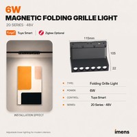 Lumière de grille magnétique pliable intelligente Zigbee 6W 12W 18W Tuya 48V CRI 98 Anti-éblouissement