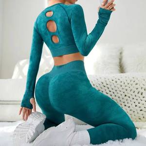 2025 Novas Mulheres Sem Costura Conjuntos de <span class=keywords><strong>Yoga</strong></span> Workout Correndo <span class=keywords><strong>Yoga</strong></span> Wear <span class=keywords><strong>Tops</strong></span> Colheita Manga Longa Push up Leggings Sportswear Ginásio Conjuntos De Fitness - Product Image 3