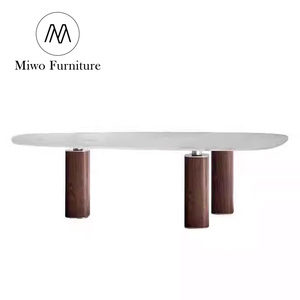 Home Luxury Wooden <strong>Rectangular</strong> White Natural Marble Big Dining <strong>Table</strong> Chairs Set Furniture Modern <strong>Table</strong> 8 10 Seater Workbench - Product Image 6