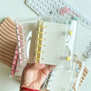 A7 Pastel Macaron, Agenda Transparente de PVC con 6 Anillas, Mini Agenda Recargable con Botón a Presión, Útiles Escolares de Zhejiang - Product Image 3