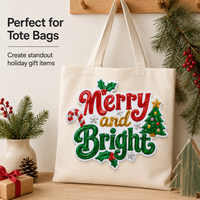Patch brodé de sequins personnalisé « Joyeux Noël » pour sweats à capuche, vestes et sacs fourre-tout – Vente en gros