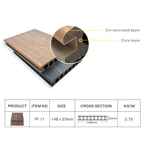 Best Quality 3D Embossing Wpc Decking Flooring Outdoor Waterproof Wpc Hollow Decking/