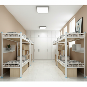 Lit superposé en acier au design moderne personnalisé pour dortoir, avec armoire, bureau en bois <span class=keywords><strong>et</strong></span> échelle de rangement intégrée - Product Image 3
