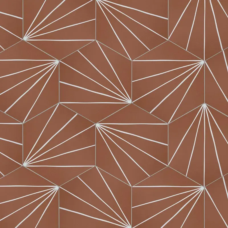 サンウィングスアールデコテラコッタ六角形ピールアンドスティックタイル | キッチンの壁の装飾のためのモザイクバックスプラッシュ