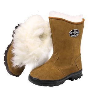 Bottes de neige en laine pour homme Mengxue, mi-hautes, chaudes, pour l'hiver, couleur unie, semelle injectée - Product Image 3