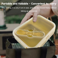 Boîte à bento pliable en silicone réutilisable, étanche, chauffable, sans BPA, pour le travail et les voyages, avec 2 compartiments