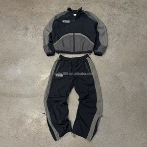 Lightweight Nylon Windbreaker Jackets and Nylon Track <b>Pants</b> Set Custom Patchwork Polyester Jogging Suits Windbreaker Tracksuit - Product Image 1