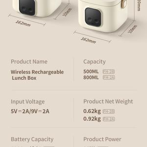 Customized 800ml <b>Leak</b>-<b>Proof</b> Rechargeable Insulated <b>Lunch</b> <b>Box</b> Wireless Thermal Meal <b>Box</b> for Kids Portable for Outdoor Use - Product Image 6