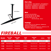 Aile hydrofoil AXIS FIREBALL 1350 ULTRA High Mod Carbon pour sports nautiques, surf, wingfoil, foil wingfoil, paddle, kite surf, hydrofoil