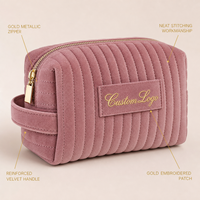 Pochette cosmétique en velours personnalisée, grande capacité, trousse de maquillage de voyage, organiseur de toilette, sac de rangement pour soins de la peau à rayures pour femmes