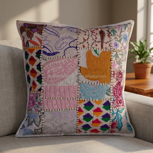 Ethnic Sari <b>Patchwork</b> Handmade Pillow Covers - Product Image 4