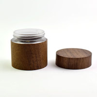 Tarro de crema facial resistente a niños, tarro de vidrio de madera de bambú, con tapas de bambú, 2oz, 4oz, 8oz
