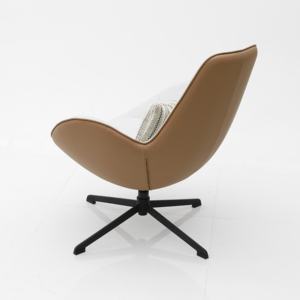 ジンユ モダンデザイン スチールフレーム ファブリック レジャーラウンジチェア ホテル リビングルーム メタル回転式スイベルファブリックレイジーチェア - Product Image 3