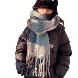 Bufanda Gruesa Ombre de Otoño Invierno, Diseño a Cuadros, Moderna y a la Moda para Mujer, con Borlas - Product Image 5