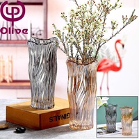 Centre de Table de Luxe Vintage Moderne Soufflé à la Main Électrolytique Ambre Clair Fumé Arc-en-Ciel Vases en Verre Coloré pour Fleurs