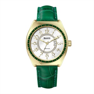 Montre de luxe en cuir véritable pour femme, avec zircon arc-en-ciel, boîtier poli, verre saphir, petit mouvement mécanique Miyota 6T15 - Product Image 6