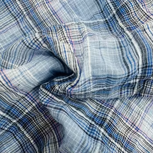 Мягкое шитье легкое морщинистое Двухслойное хлопковое марлеевое Креповое легкое клетчатое Пеленальное муслиновое полотно для одежды - Product Image 3