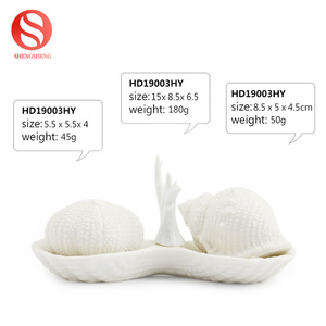 De cerámica blanca, <span class=keywords><strong>caracol</strong></span> de mar diseño de concha de sal y pimienta con placa - Product Image 5