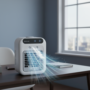 Ventilador de <span class=keywords><strong>Aire</strong></span> Acondicionado Portátil Pequeño para Dormitorio, Enfriador de <span class=keywords><strong>Aire</strong></span> Móvil/de Escritorio con Función de Humidificación por Pulverización - Product Image 1