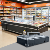 Congélateur coffre à porte coulissante en verre transparent commercial, refroidissement par air, contrôle électronique de la température pour le stockage de glaces et de gâteaux