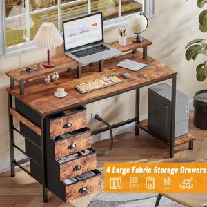 Customized cross-border computer <b>desk</b>, laptop desktop computer <b>desk</b>, home floor-standing <b>desk</b> with storage and power outlet. - Product Image 2