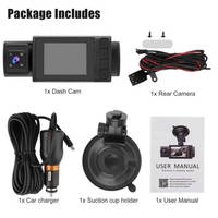 Caja Negra para Auto con Pantalla IPS de 2.0, 3 Cámaras Integradas, Full HD 1080P, DVR para Auto, Cámara de Tablero de 3 Canales