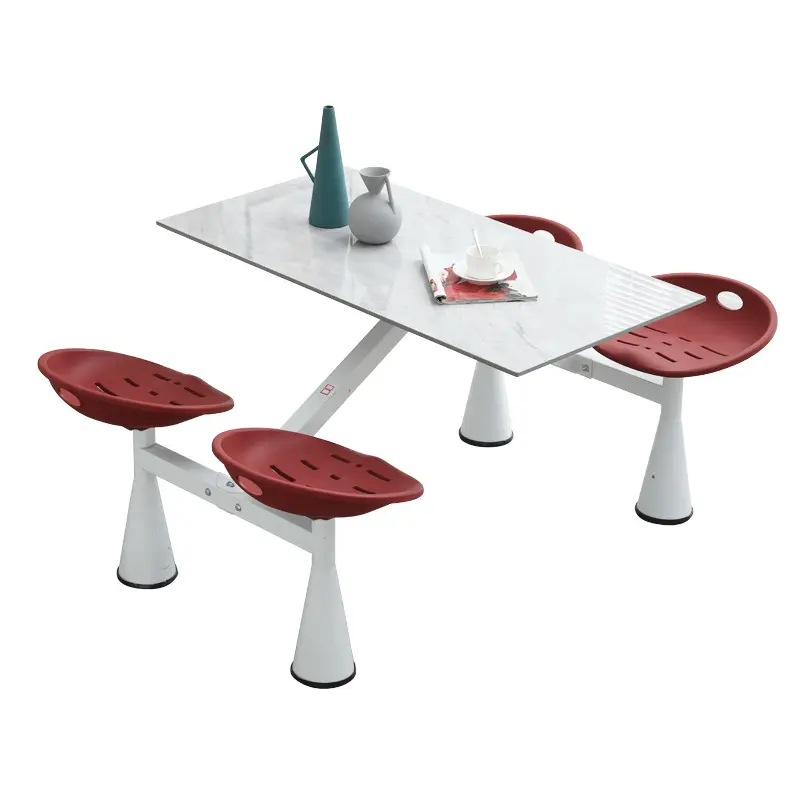 Table et chaise de restauration rapide, combinaison de table et de chaise pour le personnel de la mode, table d'assiette en pierre de cantine, ensembles de table pour 4 personnes