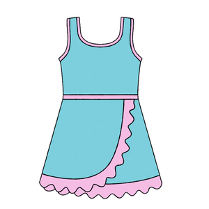 Robe de boutique pour petite fille GSD4128, rouge et blanche à pois, sans manches, style athlétique, avec bordure festonnée, vente en gros pour bébés et enfants. - Product Image 6