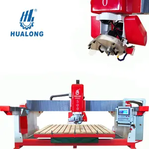 Hot Sale Hualong Machinery 5 Axis CNC Bridge saw stone marble cutting machine for slab cutting with Italian system