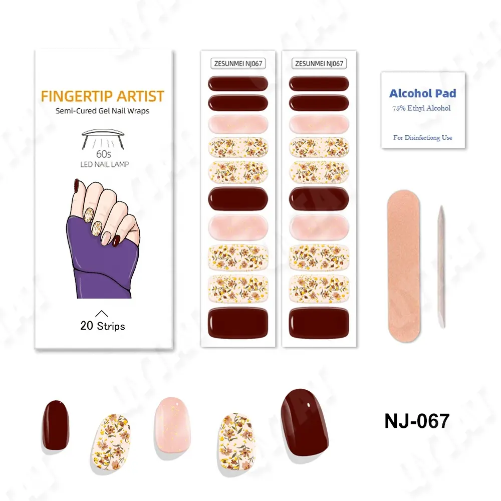 Hot Selling The New Listing Non-toxic Long Lasting South Korea UV Semicured Gel Nail Sticker Kit With UV Lamp