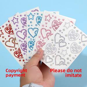 Autocollants décoratifs <span class=keywords><strong>3D</strong></span> en strass pour le visage, cœurs bicolores, pentagrammes, diamants, décorations en strass pour le visage des enfants - Product Image 1