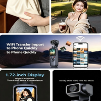 Caméra de vlogging portable 4K, caméra de poche 1,72 pouce, caméra d'action portable, caméscope rotatif avec transmission Wi-Fi