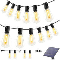 Nouvelles guirlandes solaires ST38, ampoule E12, IP65, étanches, lumières de jardin d'extérieur, patio, charge USB, télécommande