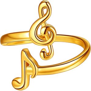 Cincin Perak Murni S925 Terlaris Desain Not Musik Serbaguna dan Unik, Cincin Gaya Eropa Langka dan Trendi Terlaris - Product Image 2