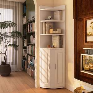 Mueble Esquinero con Estantería, Unidad de Almacenamiento para Ahorrar Espacio, Mueble de Madera Blanco para Sala de Estar o Dormitorio - Product Image 2