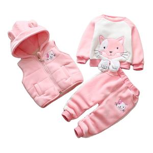 Ensemble trois pièces pour enfants, manteau d'hiver et d'automne épais, dessins animés, filles, vêtements rembourrés en coton - Product Image 1