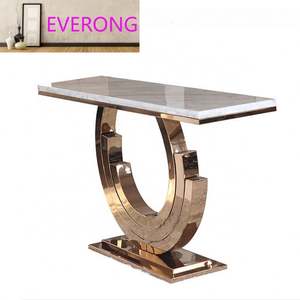 Mesa <span class=keywords><strong>de</strong></span> Consola <span class=keywords><strong>de</strong></span> Mármol con Patas <span class=keywords><strong>de</strong></span> Acero Inoxidable y Vidrio Templado - Product Image 1