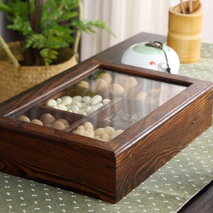 Caja de madera para frutos secos, contenedor de almacenamiento con tapa acrílica de seis compartimentos para nueces, dulces, decoración del hogar, tipo rectangular - Product Image 4