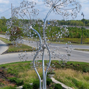 Современная Парковая большая уличная Цветочная статуя, семена светлого металла, художественные изделия, квадратная общественная скульптура из нержавеющей стали - Product Image 5